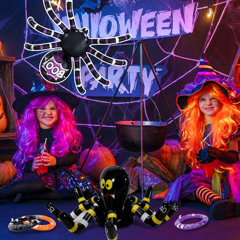 Max Fun Halloween Ring Toss Game Inflatable Spiders Set 2Pack for Kids Carnival School Halloween Party Favor Supplies Holiday Decoration Outdoor I...