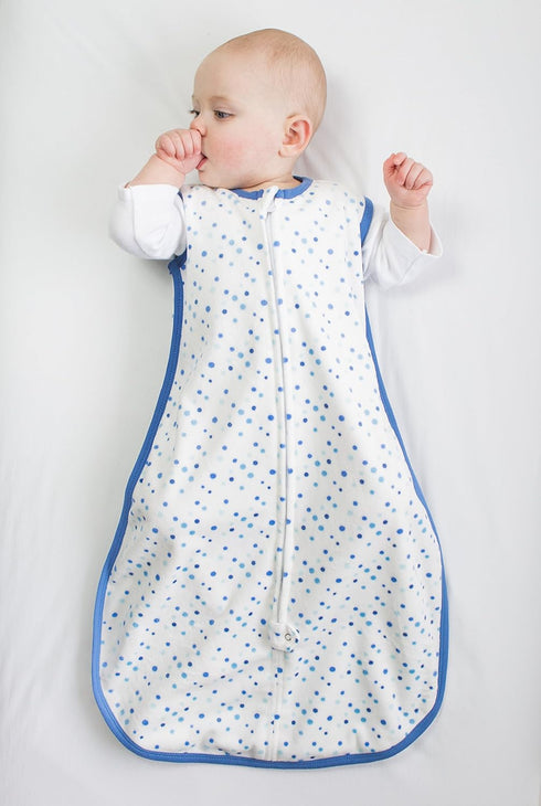 Amazing Baby Microfleece Sleeping Sack, Wearable Blanket with 2-Way Zipper, Use After Swaddle Transition, Playful Dots, Blue, Small 0-6 Month...