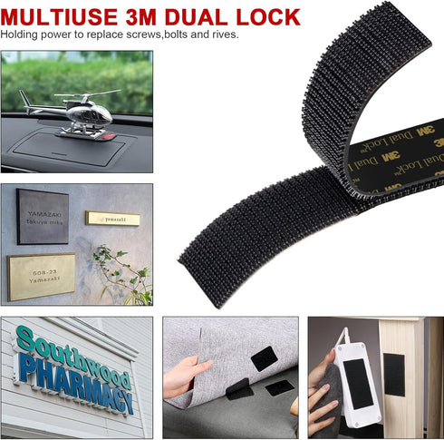 Dual Lock Fasteners, Reclosable 10 PCS 1in x 2in Heavy Duty Mounting Tape with 3M Adhesive Black Fastener 400 for Indoor/Outdoor Use, Great for Me...
