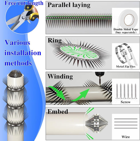 Bird Spikes for Outdoor Pigeons and Other Small Birds, Effectively Avoided Raccoons and Squirrels Climbing Fences.(Size 40 inches)...
