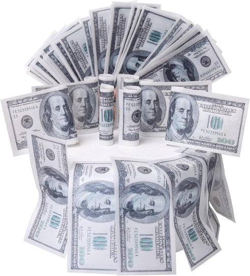 50 PCS Edible 100 Dollar Bill Image Cupcake Toppers Made of Wafer Paper Fake Money Cake Decoration for Baby Shower Birthday Anniversary Party Supp...