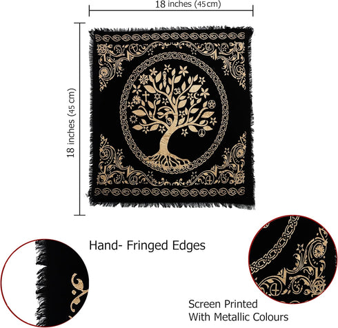 Indian Consigners Altar Cloth Alter Tarot Witchery Square 18" Celtic Tree of Life Wica Spread Decor...