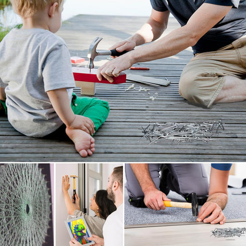 722pcs Hardware Nails, 6 Sizes Nails Assortment Kit, Nails for Hanging Pictures Picture Hanging Kit Nails for Wall Drywall Wood Up to 3"-Long Galv...