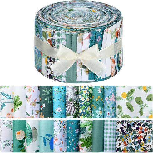 Hosuly 40 Pcs Floral Cotton Fabric Patchwork Roll Cotton Quilting Fabric Roll up Cotton Fabric Quilting Strips 2.55 Inch Precut Patchwork Roll for...