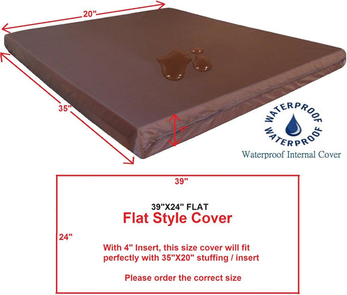 Dogbed4less 1 Pack Internal Duvet Case Waterproof Zipper Dog Bed Cover for Small Medium 35"x20"X4" Memory Foam Pad Pet Bed - 39"X24" FLAT...