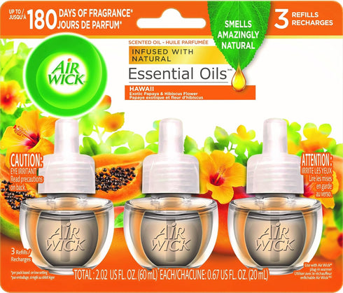 Air Wick Scented Oil 3 Refills, Hawaii Tropical Sunset, Air Freshener, 0.67 Oz, Pack of 3...