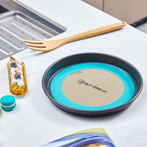 Round Silicone Baking Mats, 8 & 9 Inches for Cake/Tortilla/Pie/Pizza/Dough/Pastry, Food Grade Non-Stick Reusable...