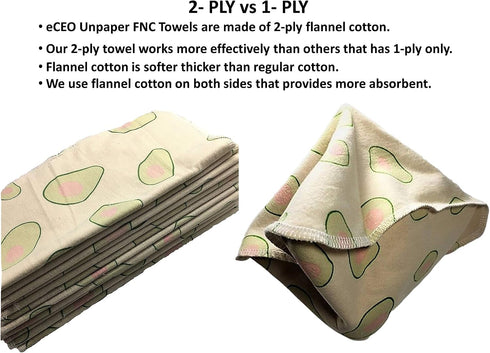 Reusable Paperless Cotton Towels Eco-Friendly Product Zero Waste Washable Cloth -2 PLY 12 Pieces Pack 11" x 9"...