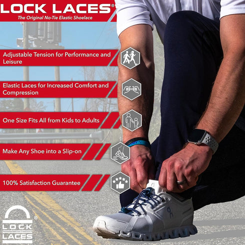 Lock Laces - Elastic No Tie Shoelaces 1 Size Fits All for Kids Adults Tieless Shoe Laces Tennis Shoes Sneakers...