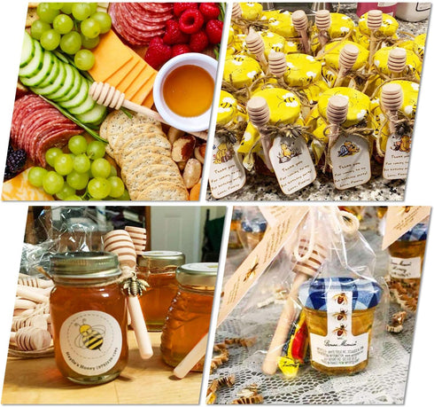 25Pcs Honey Dipper Sticks - Wooden Honey Dipper, 3 Inch Mini Honeycomb Stick, Honey Stirrer Stick for Honey Jar Dispense Drizzle Honey and Wedding...