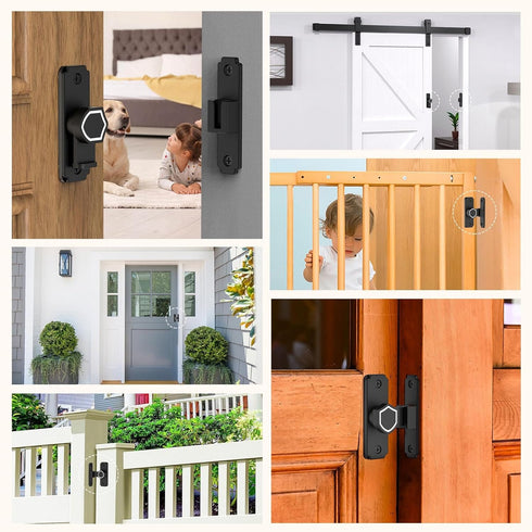 90 Degree Flip Barn Door Lock, Sturdy 304 Stainless Steel Gate Latch, Home Security Sliding Door Lock Best for Barn, Bathroom, Bedroom, Cabinet, G...