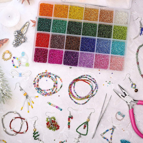 Yholin 2mm Glass Seed Beads & Small Pony Beads, DIY Jewelry Kit for Friendship Bracelets & Art Craft Gifts...