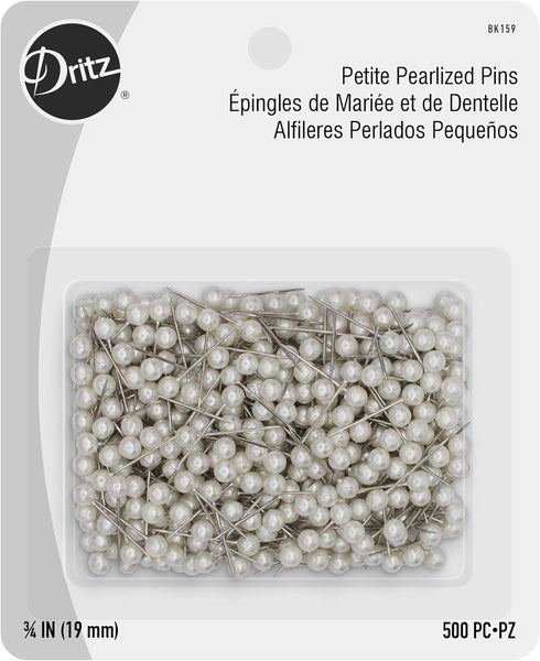 Dritz Petite Pearlized Size 12 3/4in White Pearl Heads Pins-Straight...
