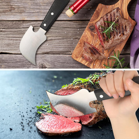 Hanaive 2 Pcs One Handed Gadgets Rocker Knife for Disabled, Disabled Products for Adults, Curved Steak Knife, Easy Hold Utensil for Chopping Limit...