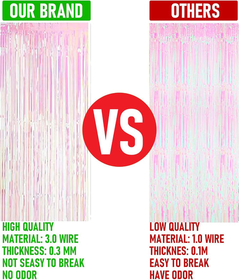 Dazzle Bright 2 Pack Backdrop Curtain, 3FT x 8FT Metallic Tinsel Foil Fringe Curtains Photo Booth Background for Baby Shower Party Birthday Weddin...