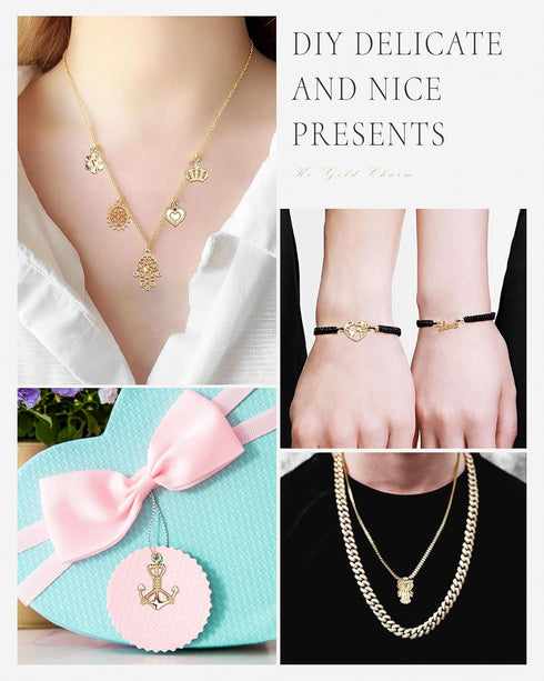 JIALEEY Wholesale Bulk 50PCS Mixed Gold Charms Pendants DIY for Necklace Bracelet Jewelry Making and Crafting...