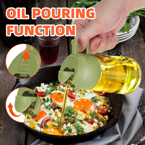 16oz Oil Dispenser Bottle for Kitchen - 2 in 1 Olive Oil Dispenser and Oil Sprayer - 470ml Olive Oil Bottle - Oil Sprayer for Cooking, Kitchen, Sa...