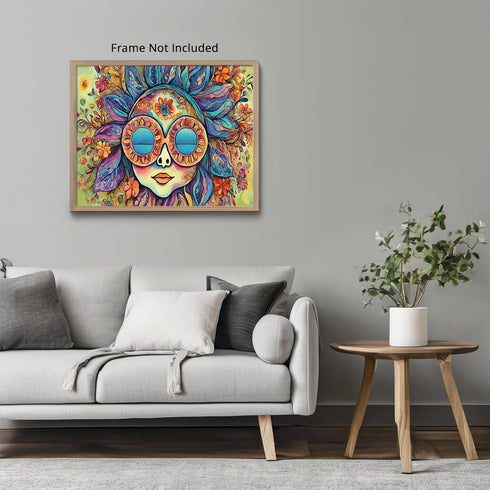 Posterizer 1 pcs- psychedelic funky hippie colorful person 1-Fantasy & Fiction Art-Retro Art- Living Room Bedroom Decor- unframed wall art...