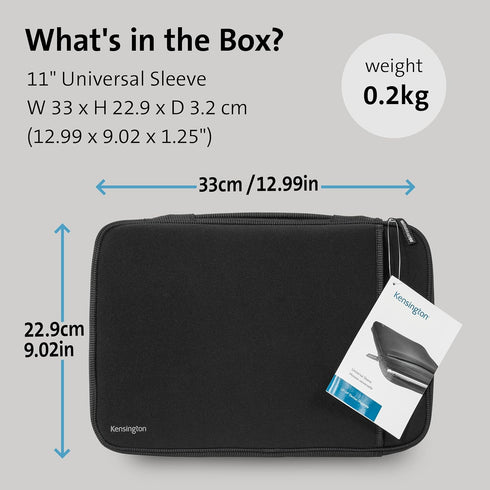 Kensington 11.6-Inch Laptop Sleeve with Storage Pocket for Chromebook, Laptop, Tablet (K62609WW),Black...