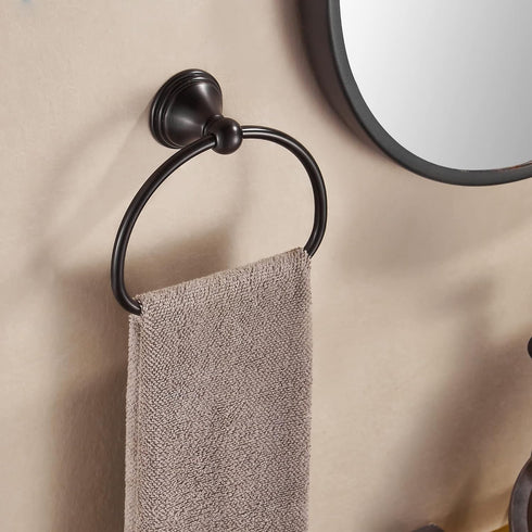 WOLIBEER Bronze Towel Ring,Bathroom Hand Towel Holder Oil Rubber, Round Hand Towel Rack Hanger Wall Mounted Farmhouse Bath Accessories...