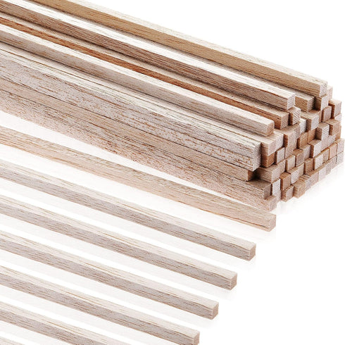Timtin Balsa Wood Sticks 1/4 x 1/4 x 12 Inch Hardwood Square Dowels Rods Unfinished Wooden Strips for Crafts DIY Projects Models Making Supplies(6...