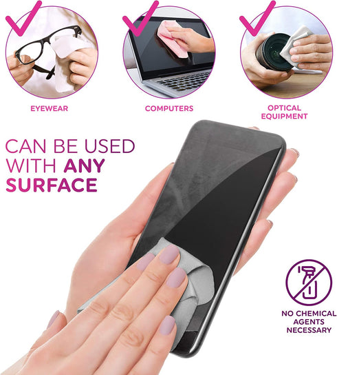Premium Microfiber Cleaning Cloth 6x6 & 12x12 - Extra Soft Suede Feel Lint Free Cloths for Eyeglasses & Glass - Compatible with iPad, iPhone, Tabl...