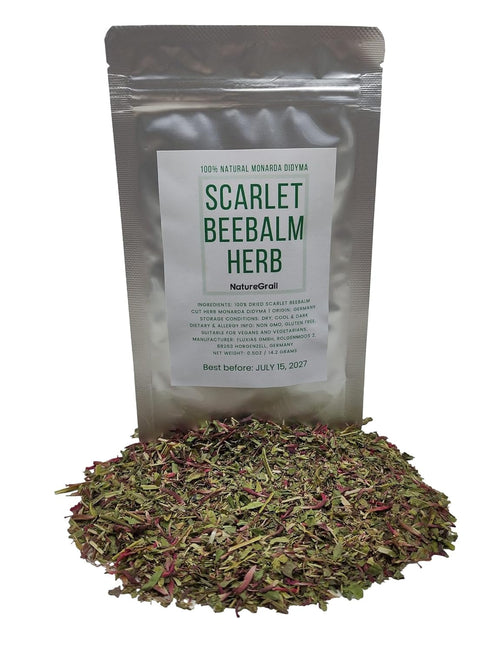 Scarlet Beebalm Herbal Tea, Mountain Balm Herb with Flowers - Made from 100% Monarda Didyma, Cut & Dried - Net weight: 0.5oz/14.2g...