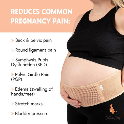Jill & Joey Maternity Belt - Belly Band for Pregnant Women - Back Brace & Belly Support - Pregnancy Must-Have - Back Pain Relief (Beige, Medium)...