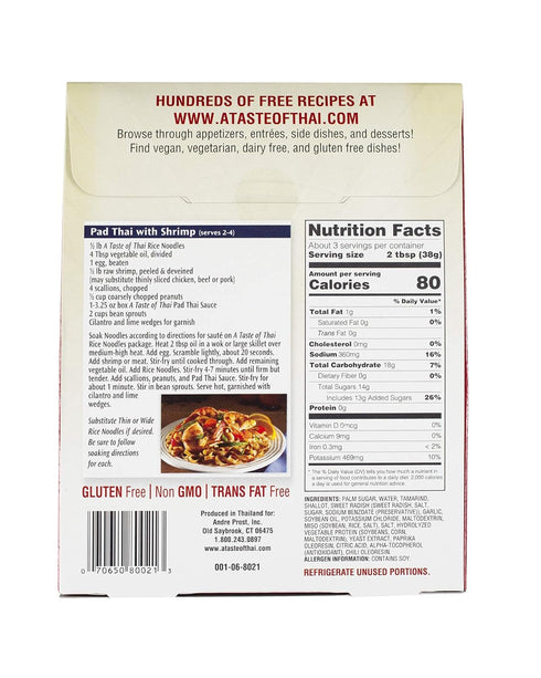 A Taste of Thai Pad Thai Sauce - 3.25oz Pack of 6 Ready-to-Use Mix | Flavored with Classic Thai Spices | Use for Noodles Marinade Dips Salad Dress...