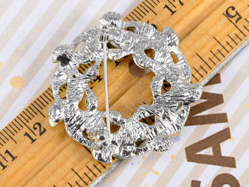Alilang Women's Silvery Tone Green Crystal Rhinestone Floral Leaves Pin Brooch...