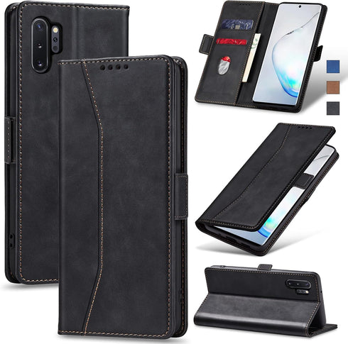 Flip Wallet Case for Samsung Galaxy Note 10 Plus,Leather Magnetic Folio Cover with Card Holder,Kickstand - TPU Shockproof Durable Protective Phone...