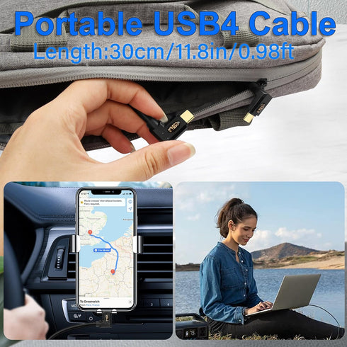 USB4 C Cable 90 Degree Right Angle USB C to USB C Cable 240W USB4.0 Type C Fast Charging Cable Support Thunderbolt 3 8K Video 40Gbps Data Transfer...