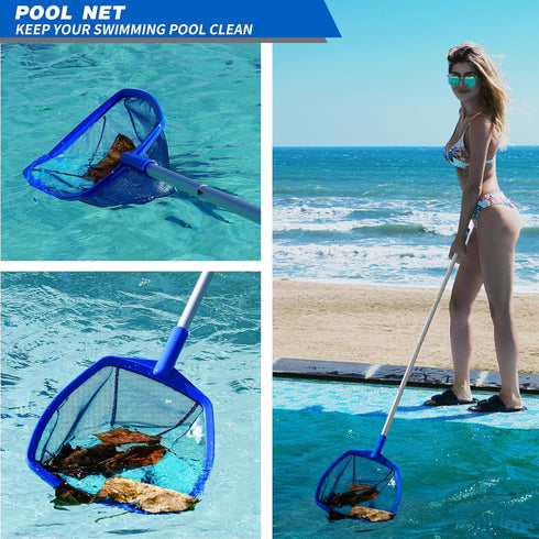 Pool Net - Pool Skimmer Net with 5 Section Adjustable Telescopic Aluminum Pole?23''- 60'', Skimmer Net with Fine Mesh Net, Pool Leaf Net...