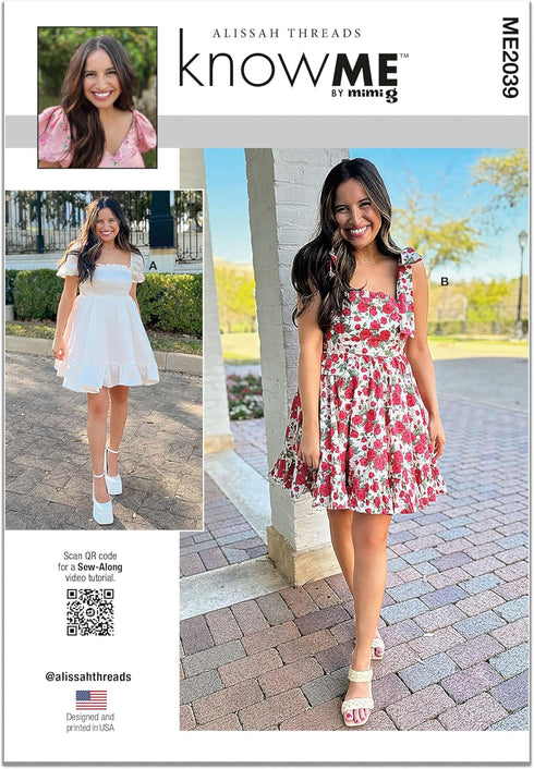 Know Me Misses' Baby Doll Dress Sewing Pattern Kit, Design Code ME2039, Sizes 6-8-10-12-14...