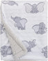 Disney Dumbo White and Grey Super Soft Baby Blanket with Sherpa Back...