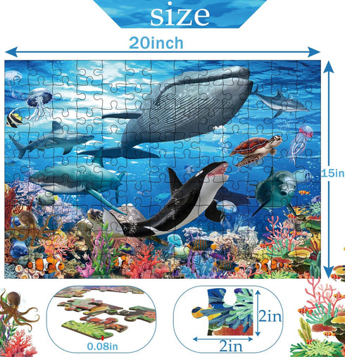 120 Pieces Puzzle for Kids Age 4-8 Underwater World Education Puzzle Toys Jigsaw Puzzle for Boys and Girls...