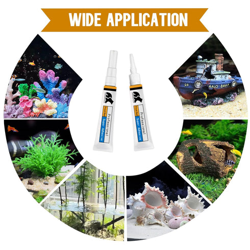 Aquarium Glue, Clear Reef Glue with Tweezers, Instant Aquarium Glue for Plants and Rocks, Super Adhesion for Fish Tanks Aquariums (2PCS)...