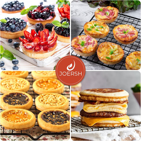 JOERSH 2-PK Silicone Egg Molds 4 Inch Jumbo Muffin Top Baking Pans, Non-Stick Large Disc Round Silicone Molds for Hamburger Bun, Corn Bread, Pie, ...