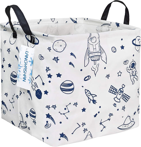 LANGYASHAN Square Storage Baskets Waterproof Canvas Children Laundry Nursery Hamper for Shelves Gift Baskets Toy Organizer Room Decor (Square spac...