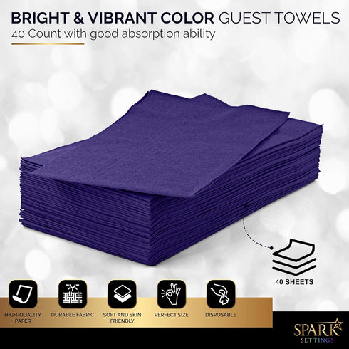 Dinner Napkins Disposable Guest Towels, Purple Beverage Napkins Soft and Absorbent Paper Napkins Dinner Size for Party, Wedding, 8” x 4.5” 2 Ply P...