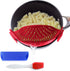 Clip On Kitchen Food Strainer for Spaghetti, Meat, Pasta, & Ground Beef Grease, Colander & Sieve Snaps or Clips Onto Bowls, Pots & Pans Includes S...