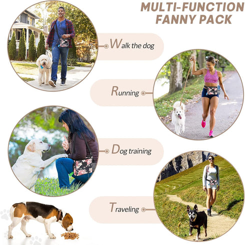 Large Dog Treat Pouch for Training with Magnetic Closure, Portable Dog Walking Fanny Pack Built-in Poop Bag Dispenser and Multiple Pockets, Includ...