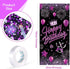 Purple Happy Birthday Door Banner Black Party Decorations for Women Girls Large Cover Backdrop Supplies Background Poster Photo Booth...