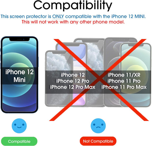 amFilm Glass Screen Protector Compatible with iPhone 12 Mini 5.4" Display, 2020, with Easy Installation Tray, Tempered Glass, 3 Pack...