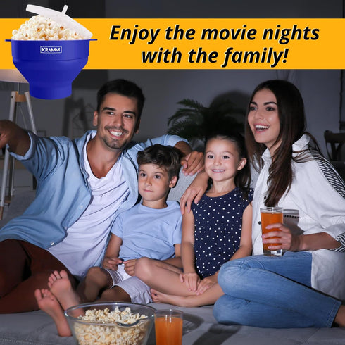 Silicone Microwave Popcorn Popper | KRAMM Popcorn Bowl - Collapsible Bowl with Lid, No Oil Required, BPA-Free, Heat Resistant, Dishwasher Safe - P...