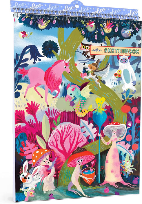 eeBoo: Magical Creatures Sketchbook - 60 Page Book, Spiral Bound, 8.5x11, Blank Pages, Draw-Design-Create...