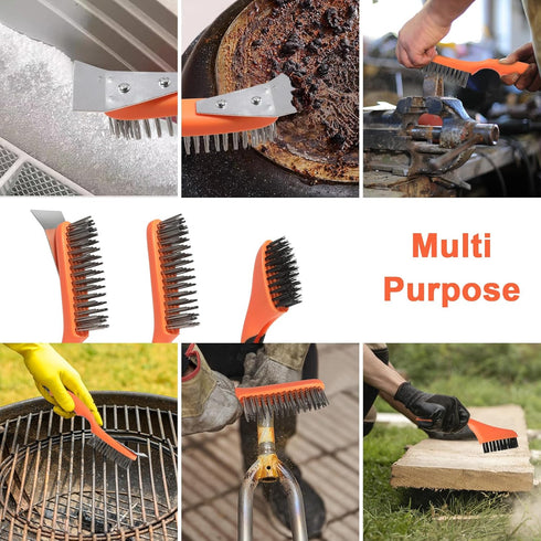 Wire Brush Cleaning Set 3Pc,Detail Brush 10-1/2" and 8",for Cleaning Welding Slag,Rust and Dust.Stainless Steel Brushes with Strong Handle & Metal...