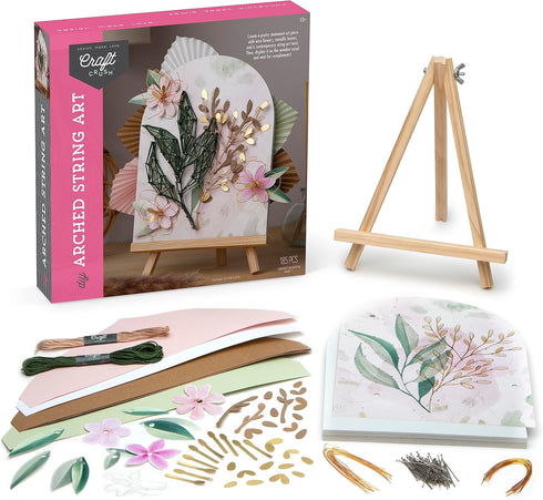 Craft Crush DIY String Art Craft Kit - Floral Interior Design DIY Activity for Teens & Adults - Complete String Art Kit with Embroidery Thread, Fo...