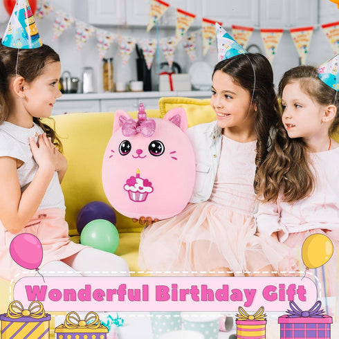 Birthday Gift Cat Plush Toys-11'' Pink Cat Plushies Anime Plush-Kawaii Birthday Plush Pink Gifts Cat Plushie Stuffed Animals Cute Plushies, Cat Pl...