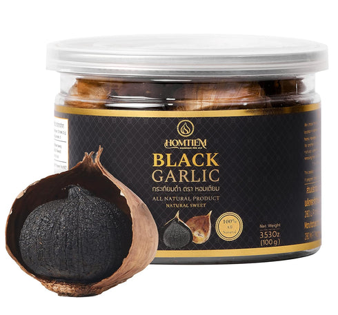 Homtiem Black Garlic 3.53 Oz (100g.), Whole Black Garlic Fermented for 90 Days, Super Foods, Non-GMOs, Non-Additives, Ready to Eat for Snack Healt...